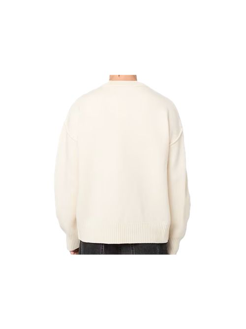 Maglione girocollo Ami de Coeur in lana bianca Ami Paris | UKS838.018151 OFFWHITE/BLACK